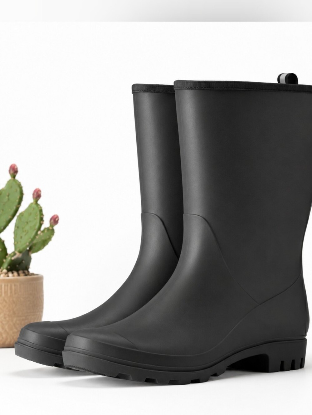 Women's Size 8 Rubber Boots Wide Calf Black Rain Outdoor Utility Chore